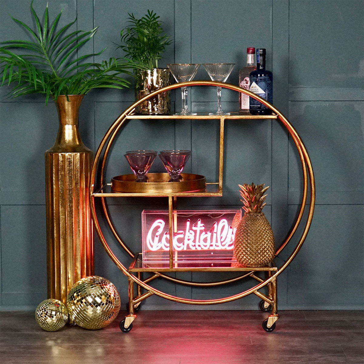 Gold Art Deco Drinks Trolley