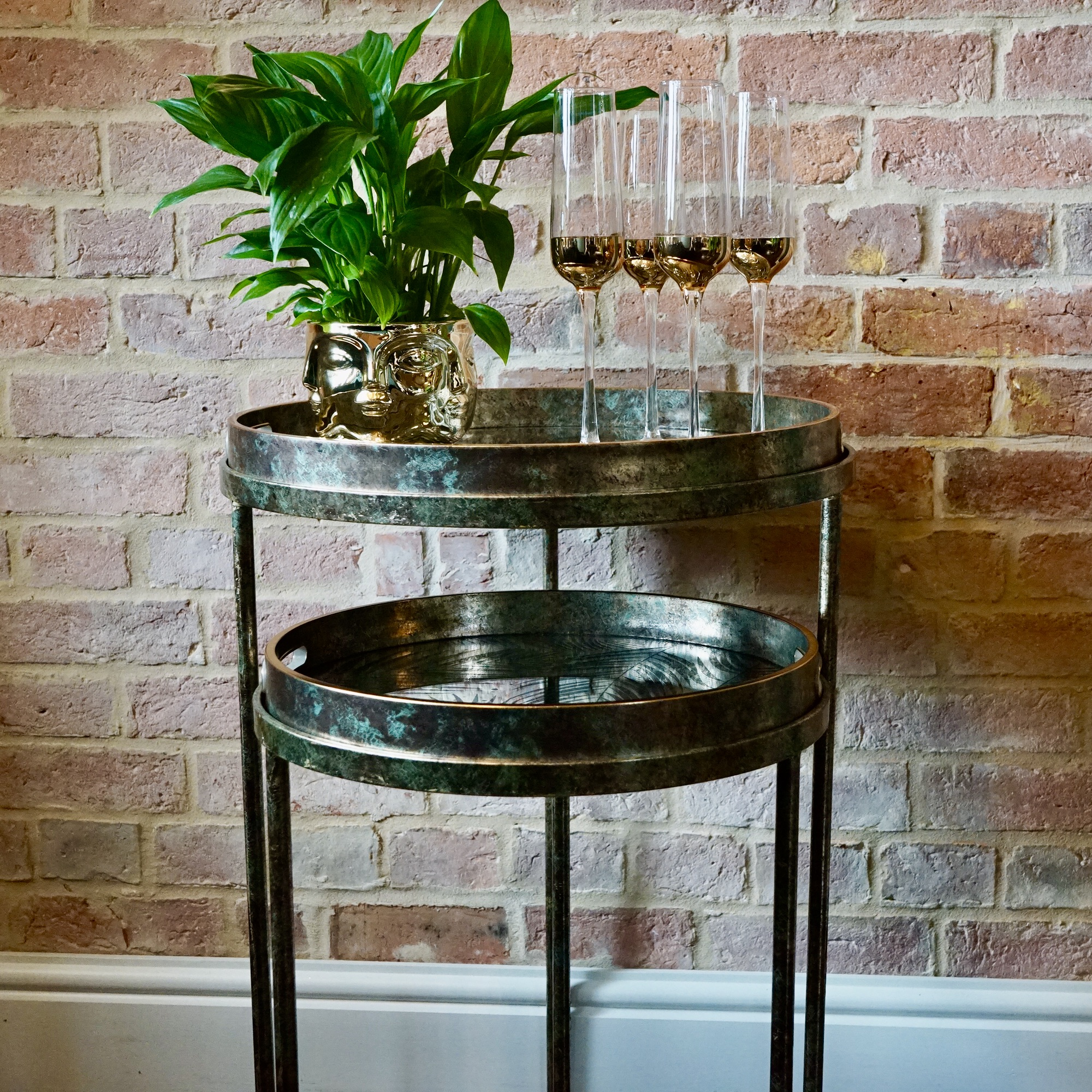 Fern Mirror Tray Tables Nest of Two